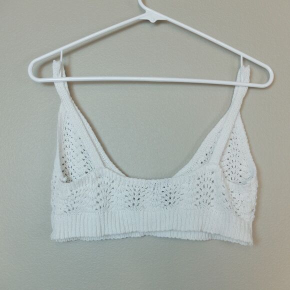 Boohoo White Crochet Crop Top Bralette Size 12 - Picture 5 of 5